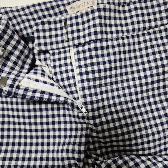 Elaine Rose Navy Gingham Stretch Mid Rise Straight Leg Ankle Pants - Picture 4 of 5